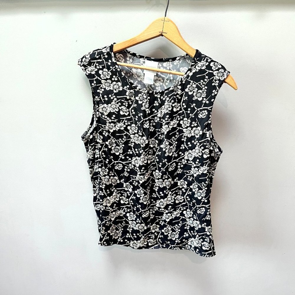 Garnet Hill Silk Floral Sleeveless Blouse- Size 14‎